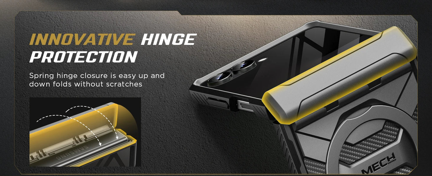 For Samsung Galaxy Z Flip 7 Case with 360° Spin  Ring Stand Built-in Privacy Screen Protector Full-Body Shockproof Cover