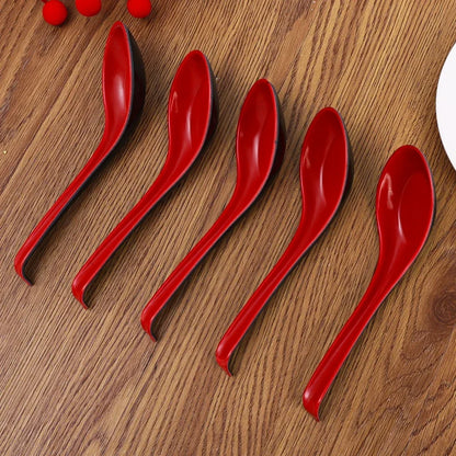 New Melamine Spoon Imitation Porcelain Long Handle Soup Spoons Japanese Dumpling Porridge Rice Scoops Kitchen Tableware Cutlery