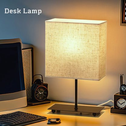 USB Dimmable Japanese Fabric Retro Desktop Table Lamp, Bedside Light  Bedroom Creative Decorative Lamp Reading Books Lighting