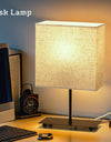 USB Dimmable Japanese Fabric Retro Desktop Table Lamp, Bedside Light  Bedroom Creative Decorative Lamp Reading Books Lighting