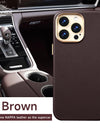 Original Leather for Magsafe Case for iPhone 14 Pro 14Pro Magnetic Cover with Tempered Glass Screen Protector
