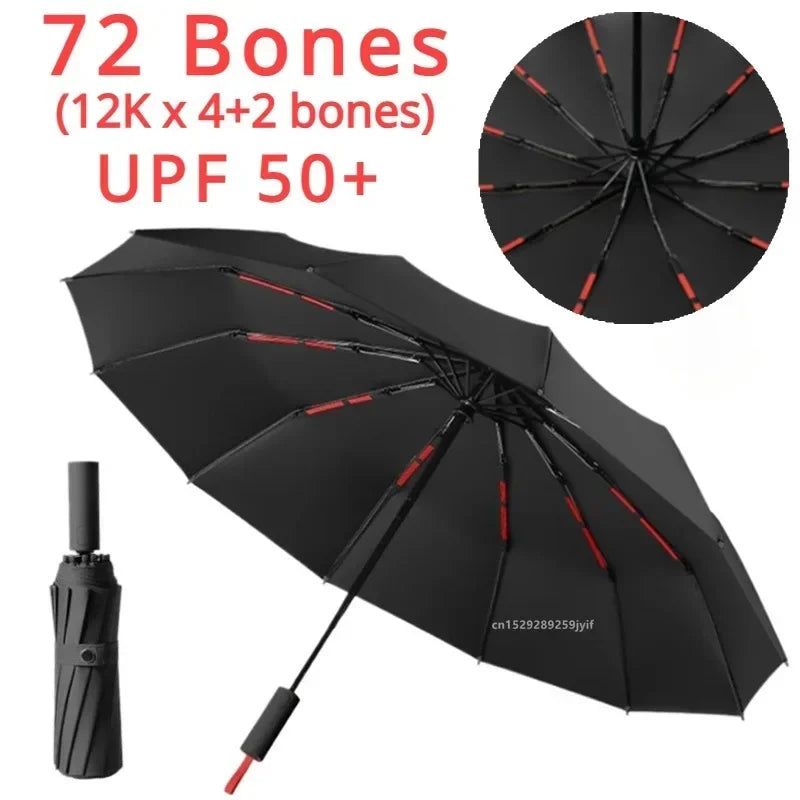 Strong Windproof Automatic Umbrella 72 Bone Sunshade Large Size Uv Protection Folding Men's Umbrella Rain Umbrellas for Women