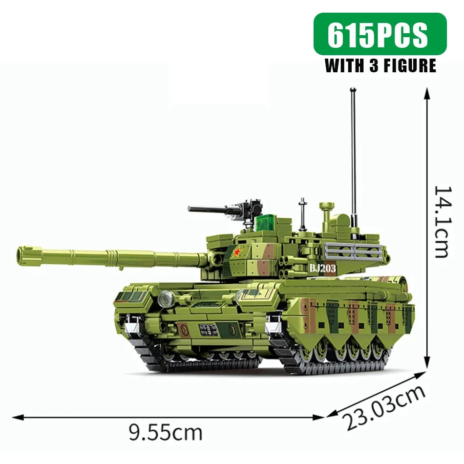 BLOCK Boys Military Type 15 Light Tank 99A 96 Main Battle Tank WW2 Model Building Blocks Army Soldiers Toys for