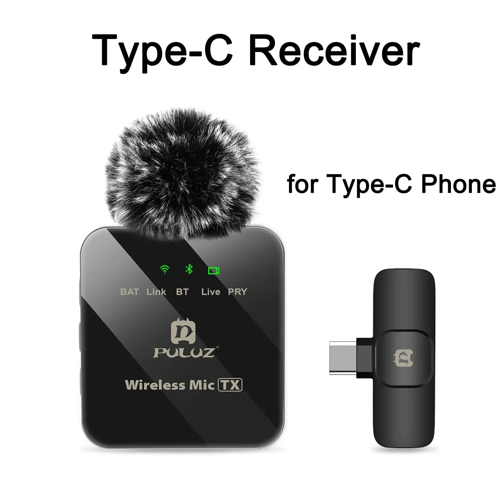 Wireless Lavalier Microphone for iPhone / iPad / Type-C Phone with 8-Pin / Type-C Receiver Microphone (Choose the Plug)