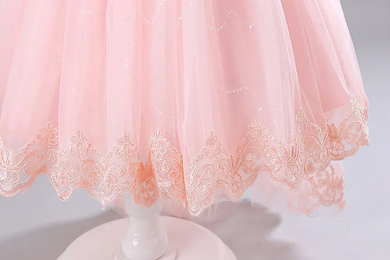 Princess Dress for Girls Elegant Long Tulle Gown  Flower Girl Wedding Dress, Birthday Party Gown, Pageant Costume