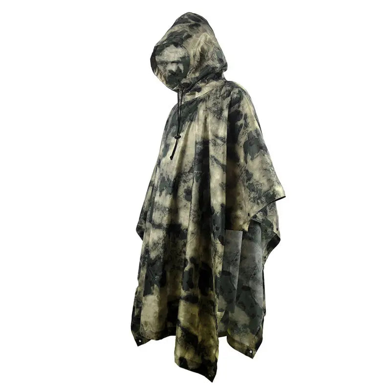 Camouflage Waterproof Folding Rain Poncho for Hiking and Camping