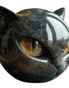 Black Cat Figurine Resin Cat Head Healing Stone Marble Texture Cat Stone Resin Cat Sculpture Ornament Cat Sculpture Craft Decor
