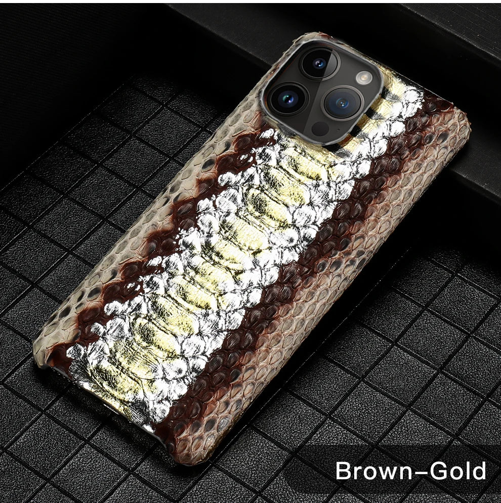 100% Genuine Python Leather Phone Cover Case For iPhone 16 15 14 Pro Max Plus 15Pro 14Pro 16Pro 16Plus Max Luxury