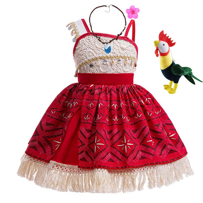 Disney Moana 2 Girls Cosplay Costume Kids One Shoulder Sleeveless Dress 2025 Christmas Party Vaiana Princess Cosplay Costume