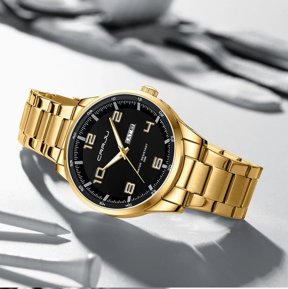 Men Luxury Watches Stainless Steel Quartz Auto Date Clock with Luminous Hands Relogio Masculino