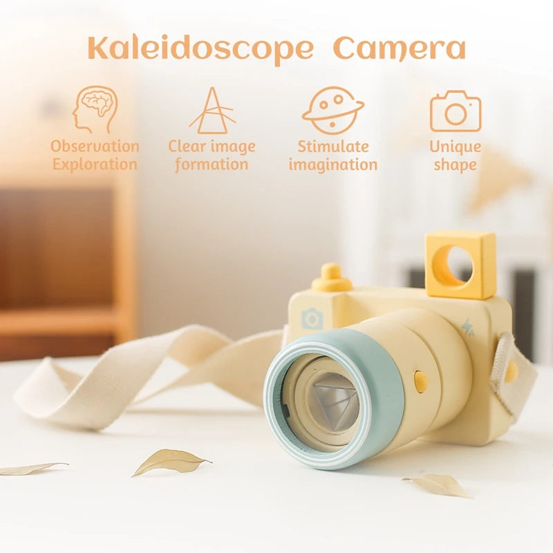 Wooden Fashion Camera Pine Detachable Camera Toy Pendant Baby Block DIY Present Nursing Gift Outdoor Adventure Simulation Camera