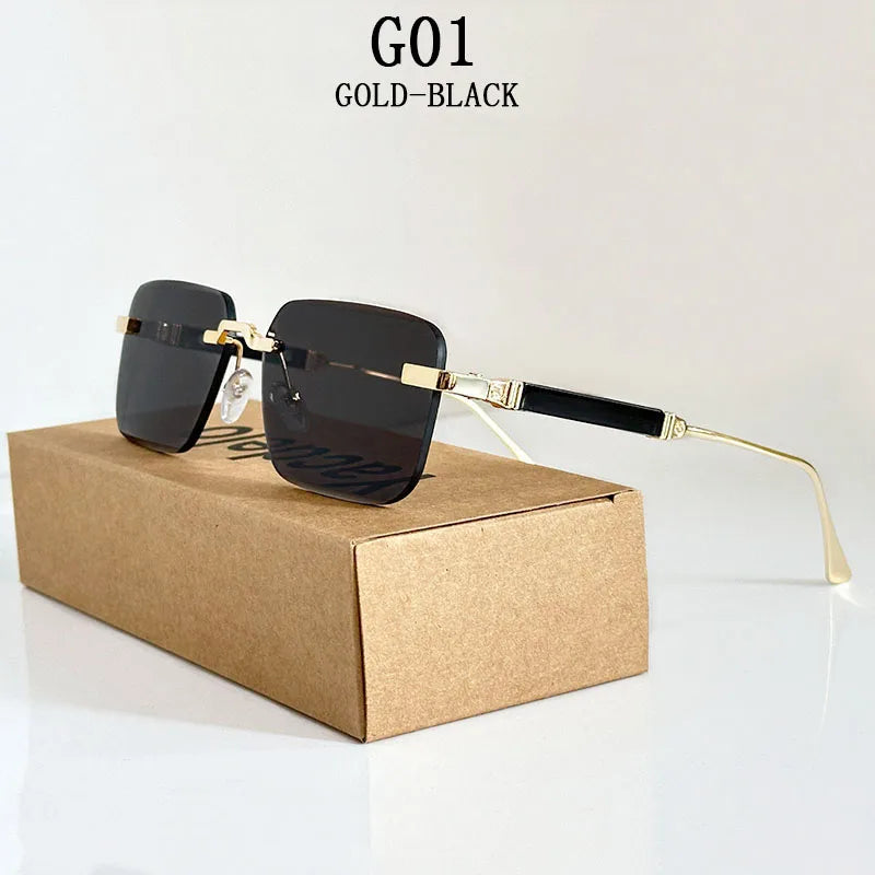 Rimless Square Sunglasses With UV400 Protection