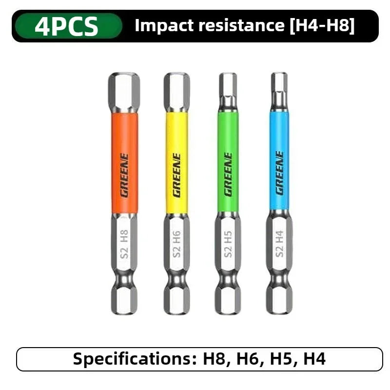 Hexagon socket Bit set Impact Drill Bits, Hex Head Tungsten Steel Screwdriver Bits Suit 1/4 Inch Hexagonal Shank