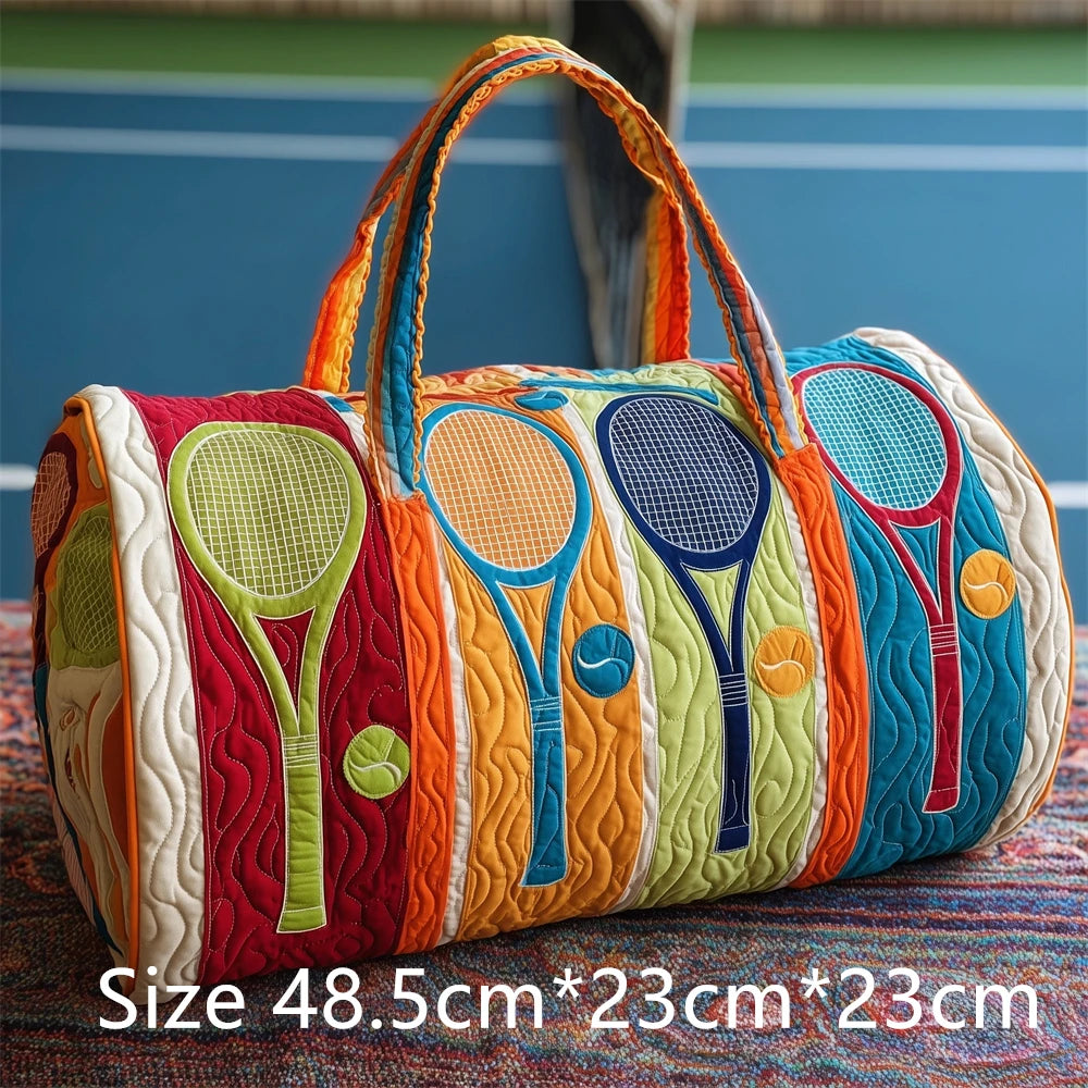 Tennis Racket 3D Printed Quilted Duffel Bag Large Capacity Sports Travel Gym Bag Fashion Weekender Overnight Bag for Men Women