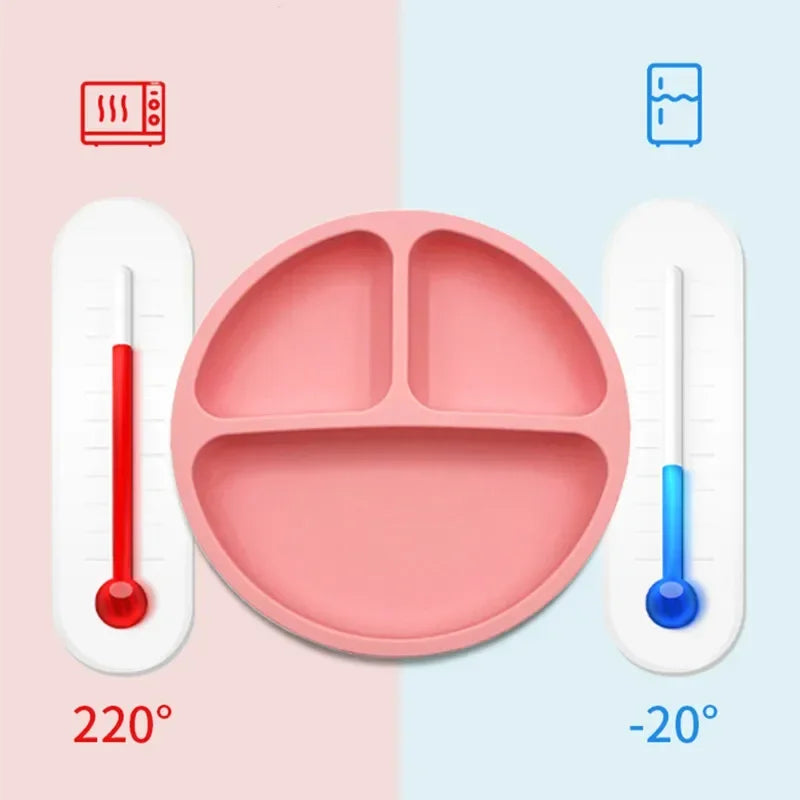 Baby Silicone Plate with 4 Suction Cups Toddler Feeding Plate Smile Face Sucker Bowl Children Dishes Kids Training Tableware