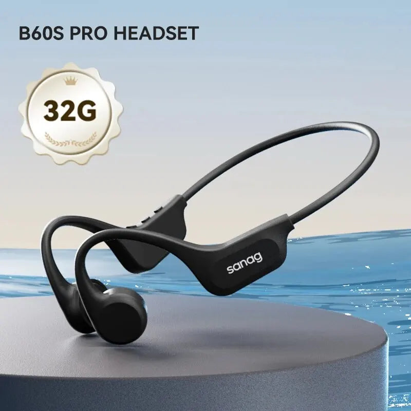 B60S Bone Conduction Earphones 64GB MP3 Wireless Open Headset IPX8 Swimming Waterproof Flash-sale Choice Headphones