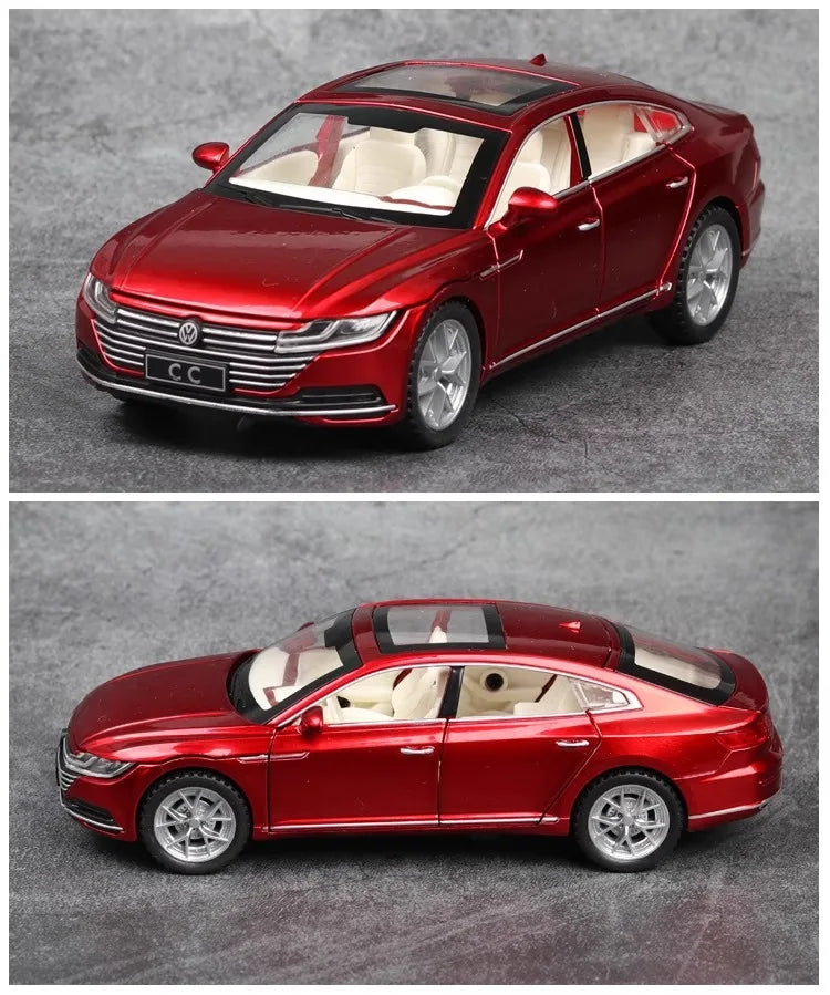 1:32 Scale Volkswagen CC Alloy Car Diecast Model Collect Hobby Model Ornaments Gift For Friend Boys Sound Light Pull Back Toys
