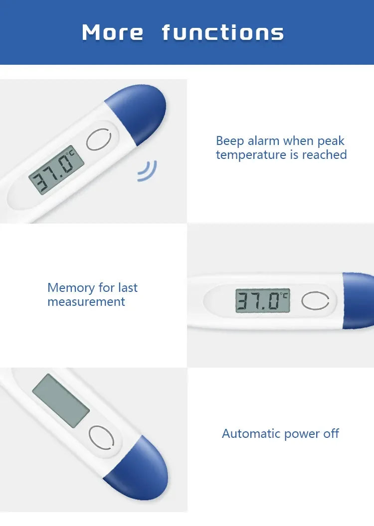 1pc Fast Measurement Digital Oral Thermometer Flexible Tip Human Body Temperature Accurate Fever Detection For  Adults