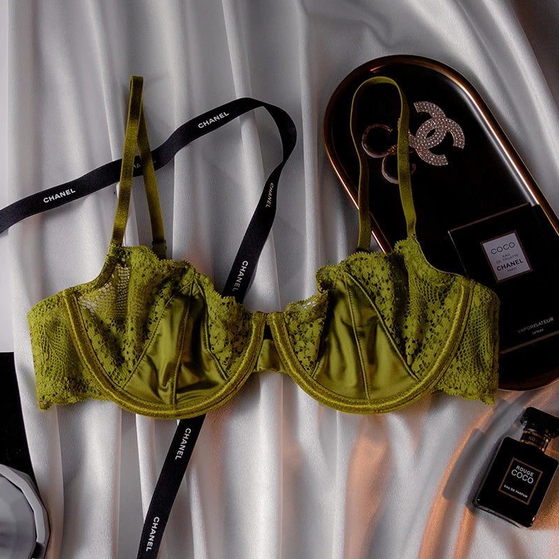 Womens Lace Half Cup Underwire Push Up Bra Set