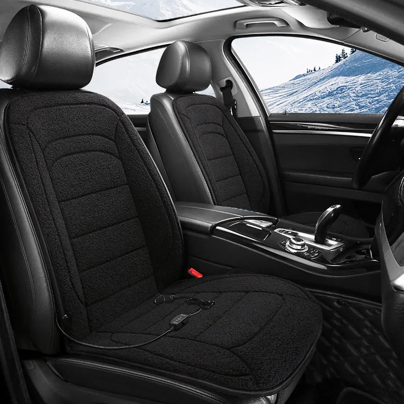 Heated Car Seat Cover 12V Fast Heating Seat Cushion Warm Plush Car Seat Heating Covers Seat Protector Auto Seat Heater Pads Mat