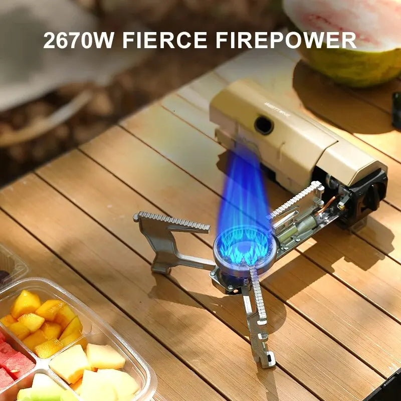 Camping Gas Stove 2670W Portable Folding Cassette Gas Burner Outdoor Picnic Travel Cooking Grill Cooker Heating System