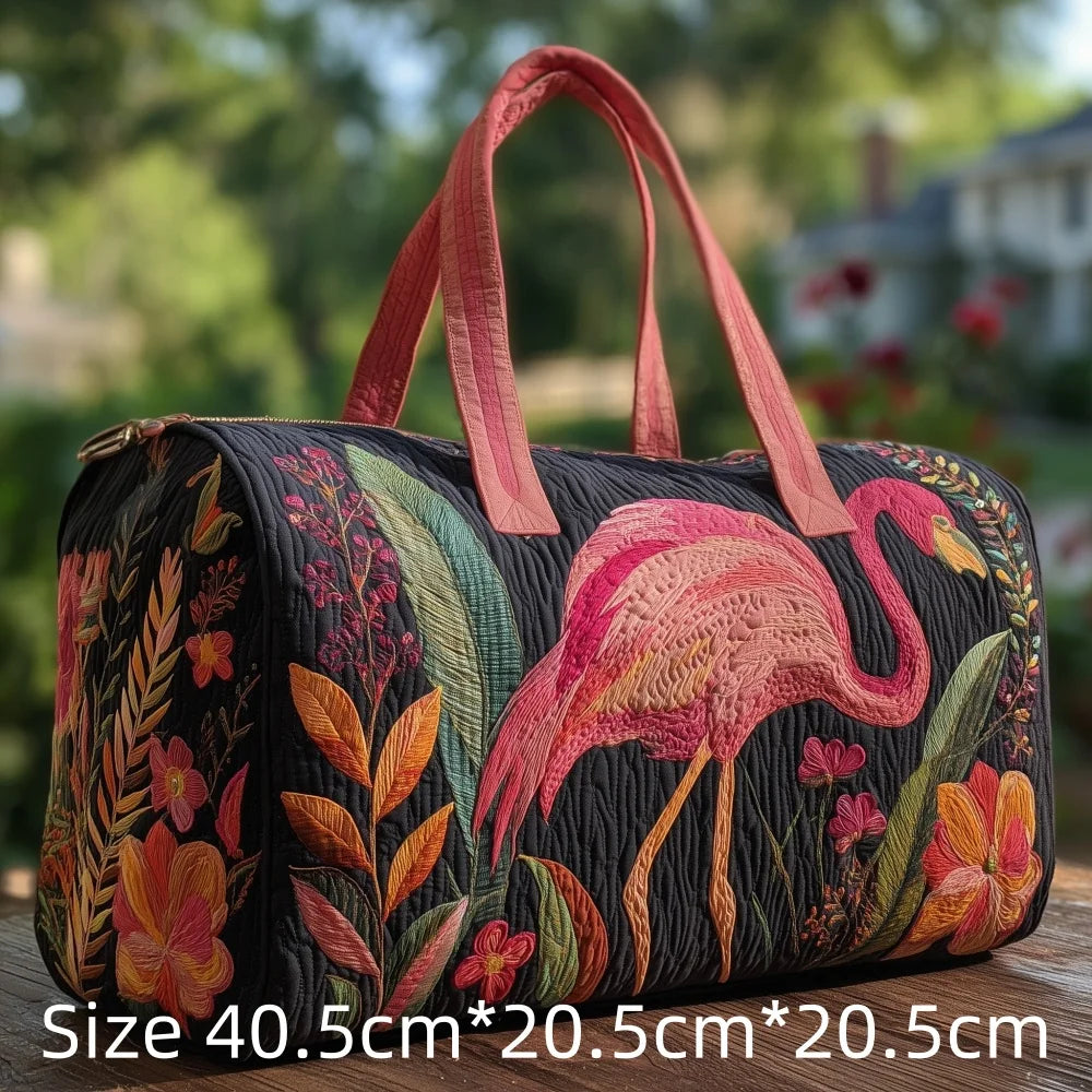 Hot Sale 3D Quilted Flamingo Bag Women Weekender Bag Tropical Palm Leaves Travel Tote Overnight Beach Vacation Carry On Bags