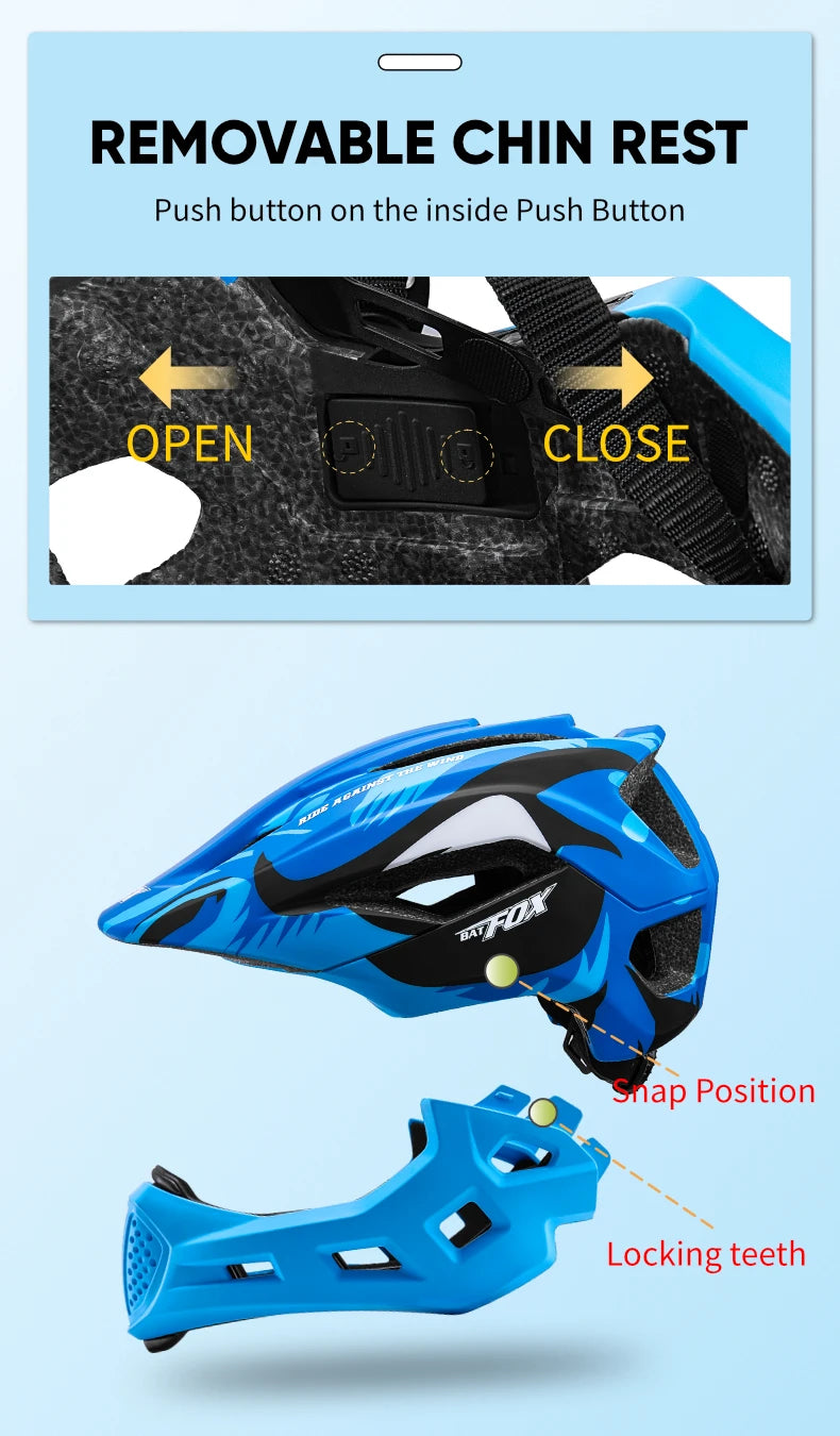 Kids Detachable Full Face Bike Helmet For Cycling And Outdoor Sports