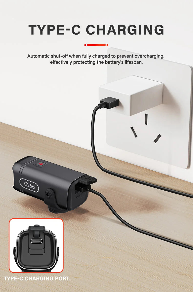 450LM Bike Light Commuting Mini Bicycle Lights LED Cycling Front Lamp IPX6 Compact Headlight Aluminum MTB Road Flashlight