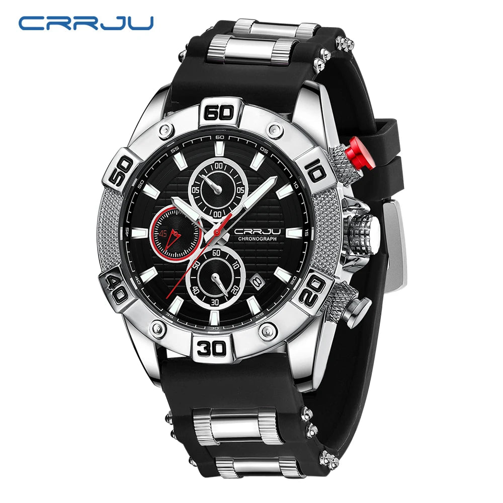 Men Watch Quartz Chronograph Full Steel Waterproof Wristwatch with Date