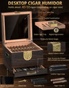 Cigar Humidor, Cedar Wood Cigar Box, Includes Leather Cigar Case, Cigar Tube, Digital Hygrometer and 2 Humidifiers, Gift Set