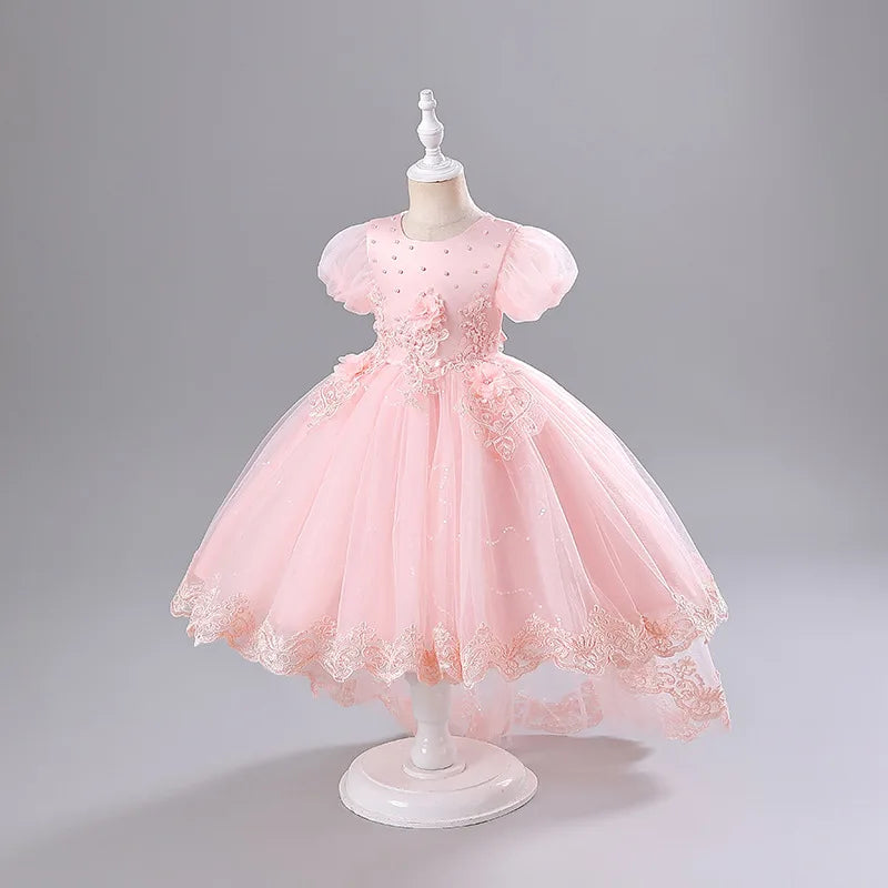 Princess Dress for Girls Elegant Long Tulle Gown  Flower Girl Wedding Dress, Birthday Party Gown, Pageant Costume