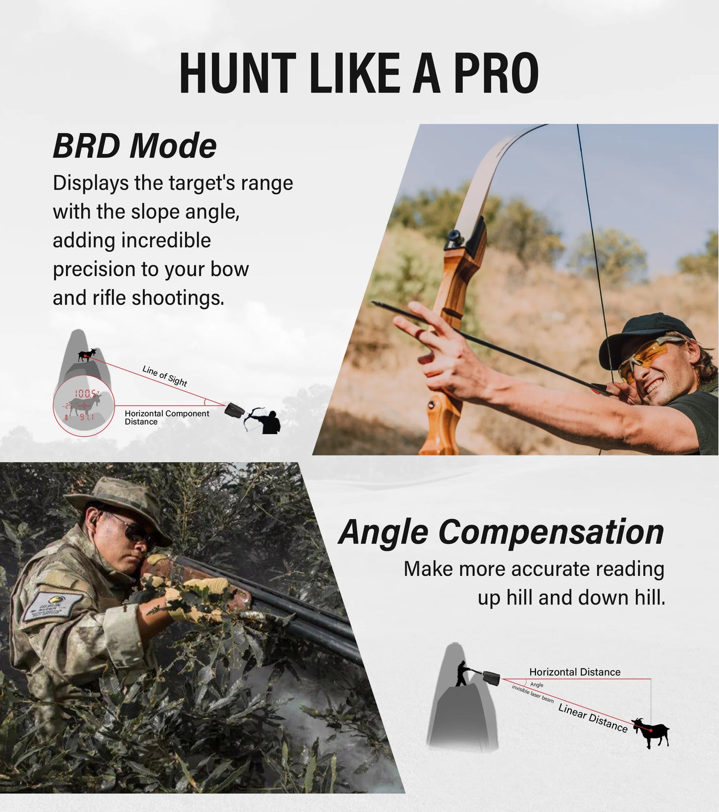 6X Golf Hunting Laser Rangefinder 1000m With Slope Flag Lock And Speed Mode