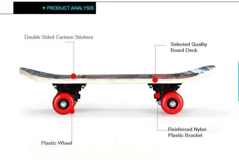 60CM Skateboarding Cartoon Skateboard Dinosaur Spider Longboard Marple Double Rocker For  Skate Board ern