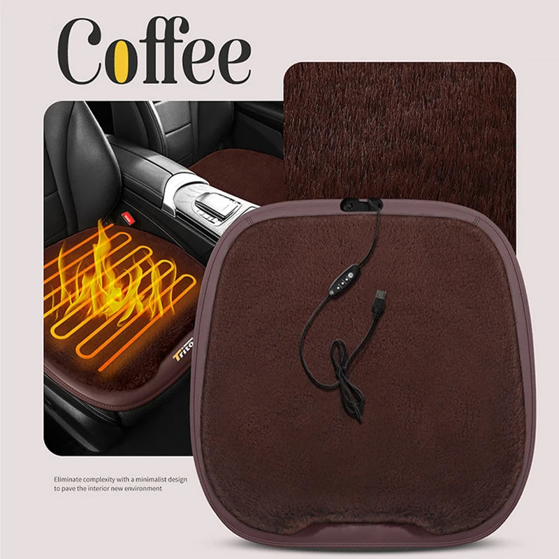 Heated Car Seat Cover USB 30' Fast Car Seat Heater Warm Plush Comfortable Heating Hot Car Seat Cushion Seat Heating Cover Pads