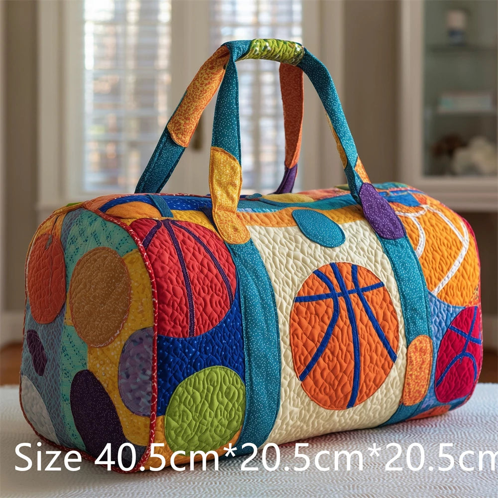 Basketball 3D Printed Quilted Duffel Bag Large Capacity Sport Travel Gym Bag Weekender Overnight Bag for Unisex Basketball Fans