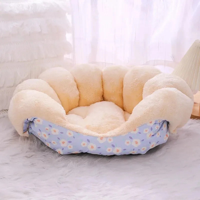 Cartoon Plush Winter Pet Bed for Cats and Small Dogs