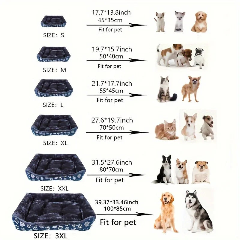 Printed Winter Pet Bed Sofa Mat for Dogs and Cats