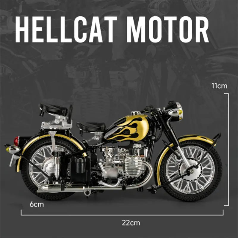 Diecast Retro Bobber Sidecar Motorcycle Model 1 to 10 Scale