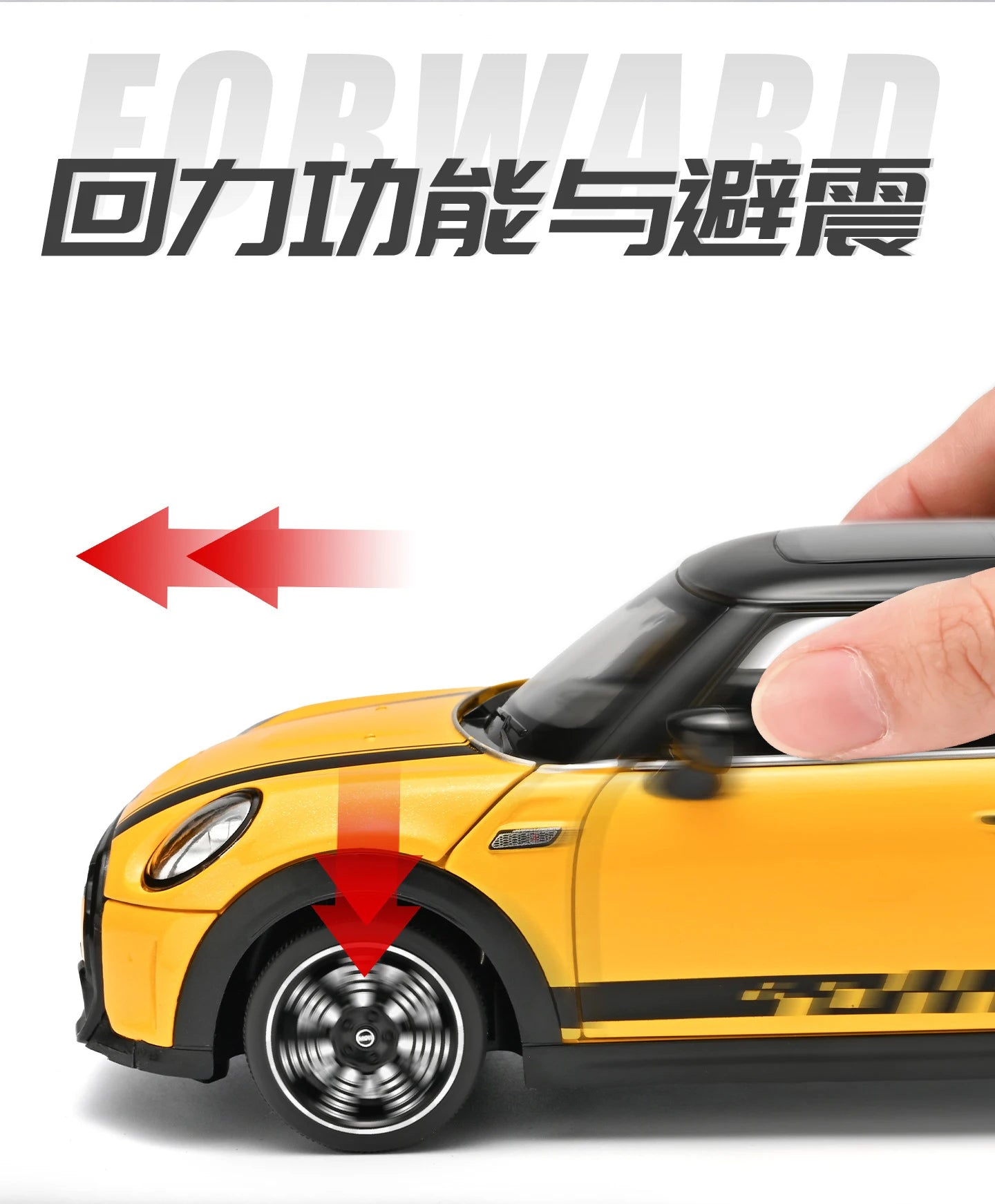 1 24 Scale Mini Cooper S Modified Diecast Pull Back Model Car with Sound and Light