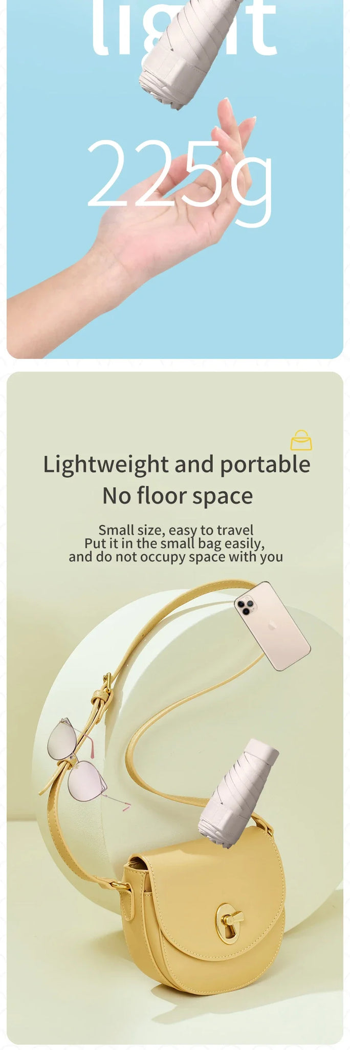 A solid color umbrella with a capsule box and a foldable umbrella for easy travel The umbrella is suitable for both sunny and r