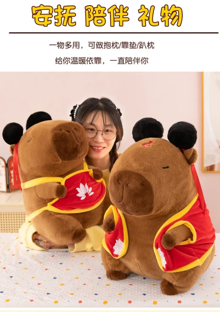 Hot 50cm Nezha Capybara Plush Toys Kawaii Cute Capybara Soft Stuffed Animal Anime Soft Pillow Toy Room Decor Kids Birthday Gift
