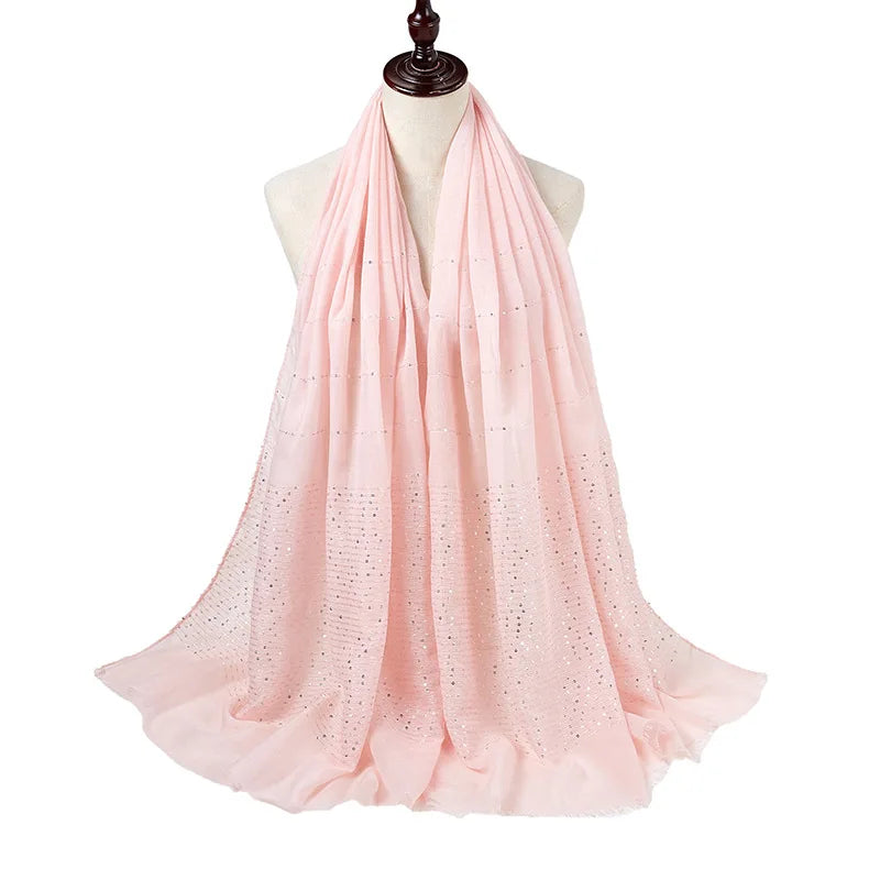 Cotton Hijabs Scarf Muslim Islamic Headscarf For Women Lady Soft Cotton Linen Tassel Sequins Islamic Hijab Shawl Wraps