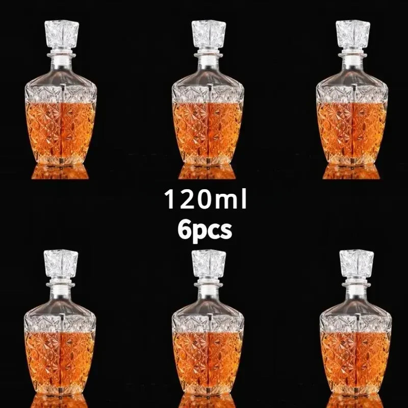 50ml 100ml 6pcs 12pcs Whisky Glass Liquor Bottle French Carved For Alcohol Wedding Gifts Wine Mini Container Storage Favour Set