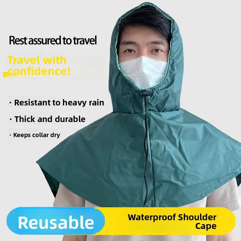 Waterproof Cycling Rain Poncho with Drawstring Hood for Outdoor Work