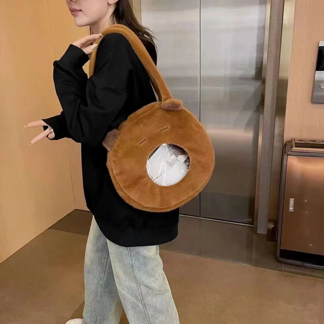 Kawaii Capybara Plush Backpack Soft Shoulder Bag