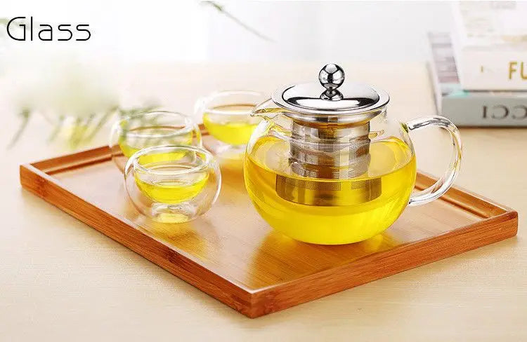 High Quality Heat Resistant Glass Tea Pot with Infuser 900ml Flower Tea Coffee Teapot
