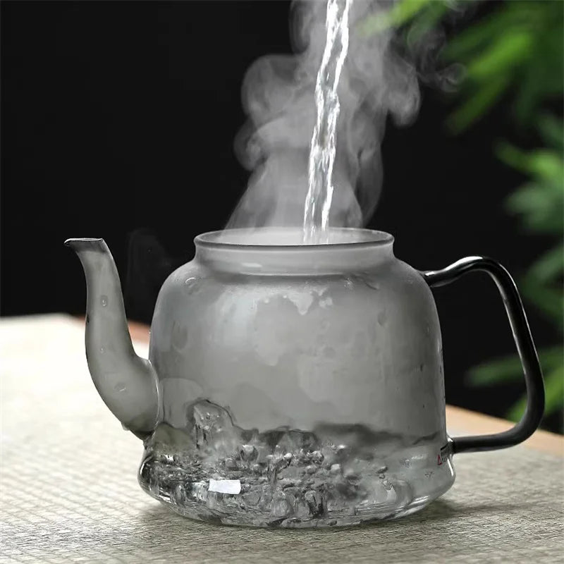 High Borosilicate Glass Teapot with Tea Strainer for Steaming and Boiling