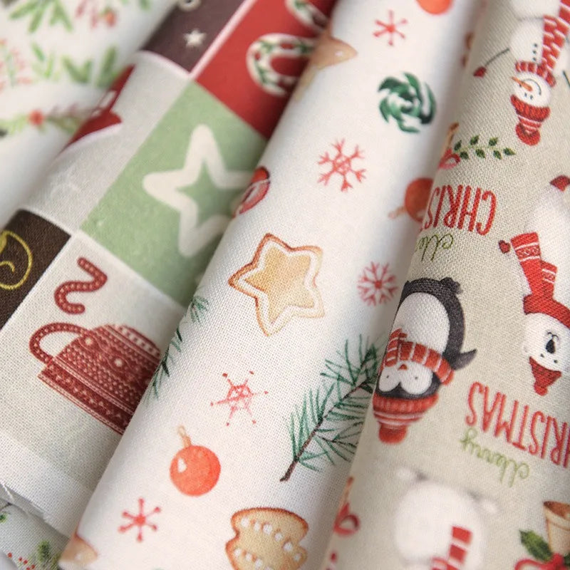 Pure Cotton Digital Printing Christmas Flower 60SManual DIY Decorate Fabric Pillow Clothes Christmas Theme Autumn and Winter New