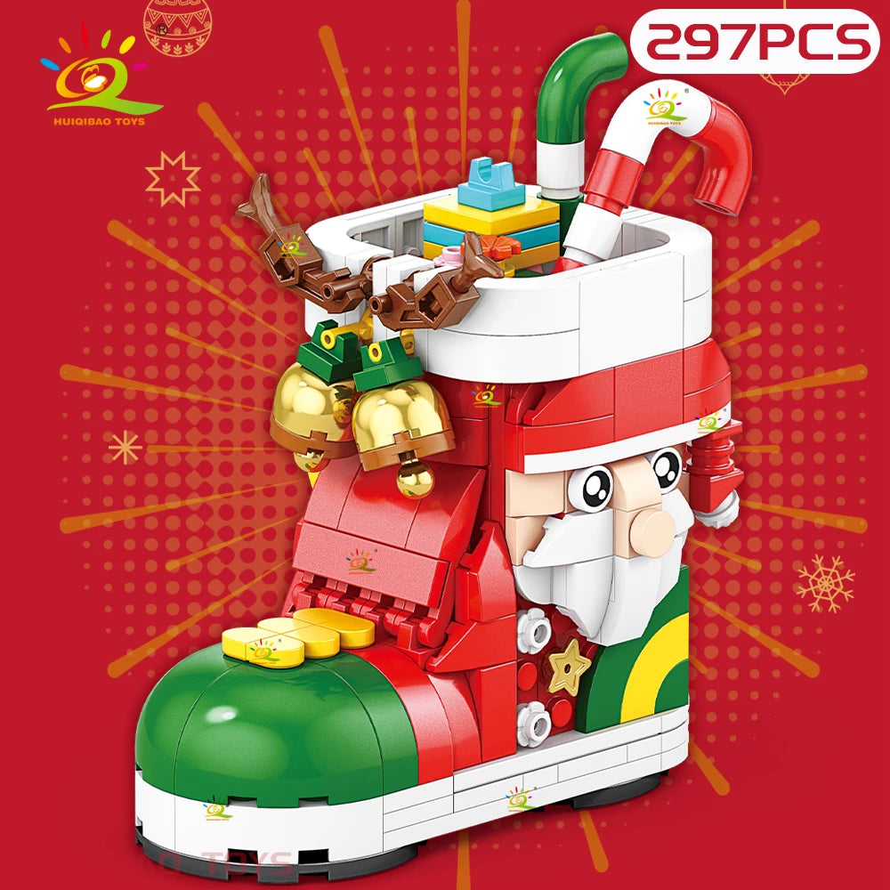 Christmas Tree Gingerbread Cafe Model Building Block DIY Elk Snowman Train Bricks Ornament Toys for  Adult Gift