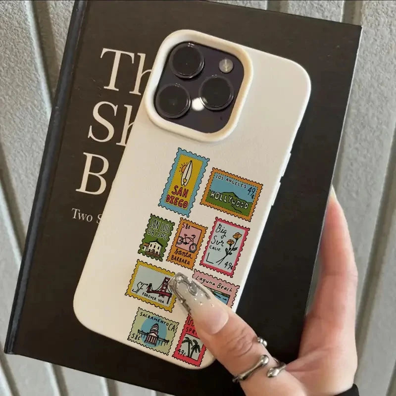 Vibrant Retro Stamp Lichee Design Phone Case For iPhone 17 16 15 14 Pro Max Plus Air 16 Plus 16E Shockproof Cover